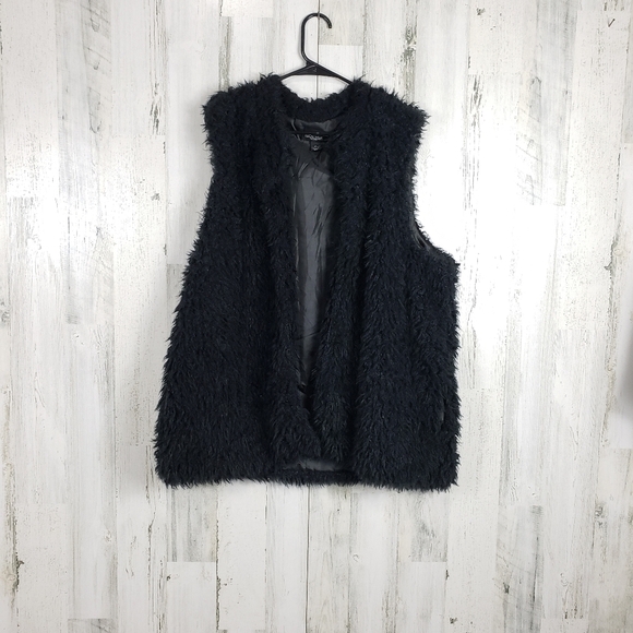 Rouge faux fur black fuzzy vest size 1X - Picture 1 of 11